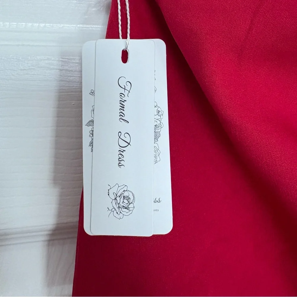 NWT Red One-Shoulder Jumpsuit with Extra Fabric Overlay on Legs size 6 - Picture 10 of 12